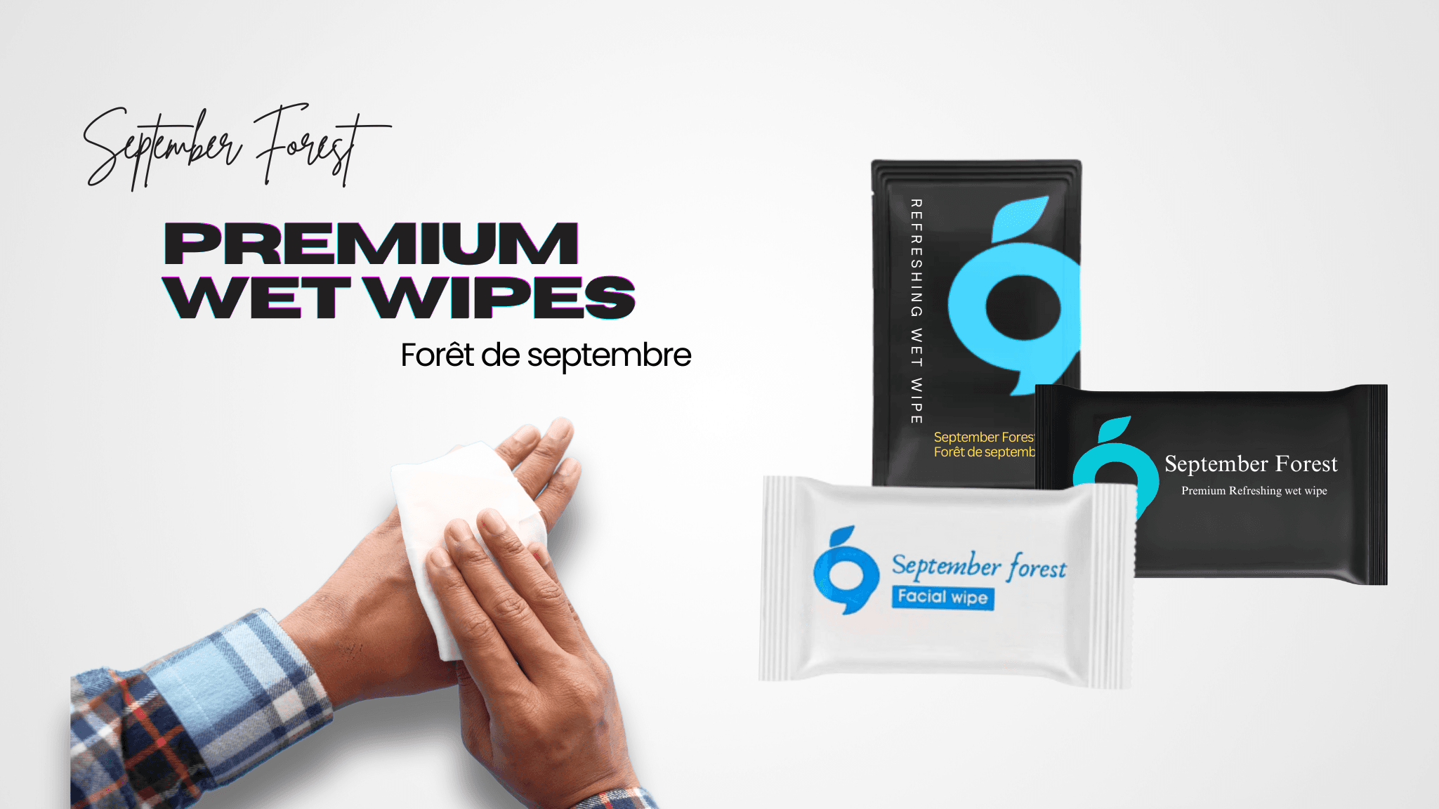 September Forest All Wipes – premium, refreshing, and skin-friendly wipes for personal hygiene, travel, and hotel amenities.