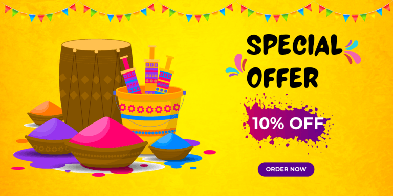 Yellow and Purple Vibrant Holi Festival Offer Banner Yellow and Purple Vibrant Holi Festival Offer Banner
