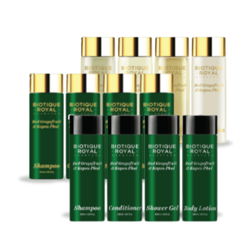 Luxurious Biotique Red Grapefruit & Kopou Phul hotel toiletries infused with natural botanicals.