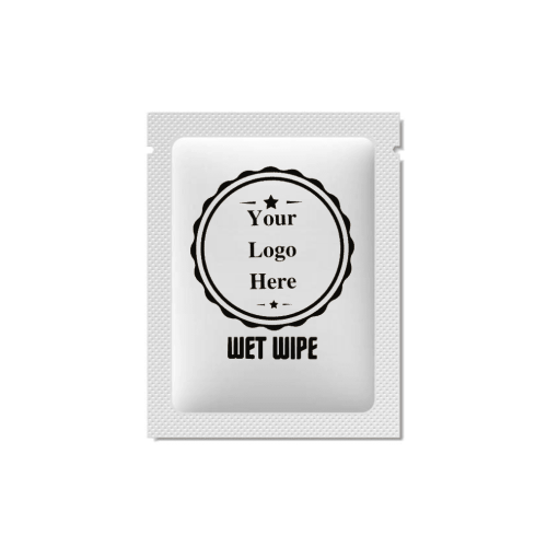 Customizable wet wipes with your branding—ideal for hotels, hospitality, corporate gifting, and promotional use.