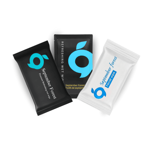 September Forest Wipes – refreshing, high-quality wipes infused with a natural forest scent, ideal for hotels, travel, and personal care.